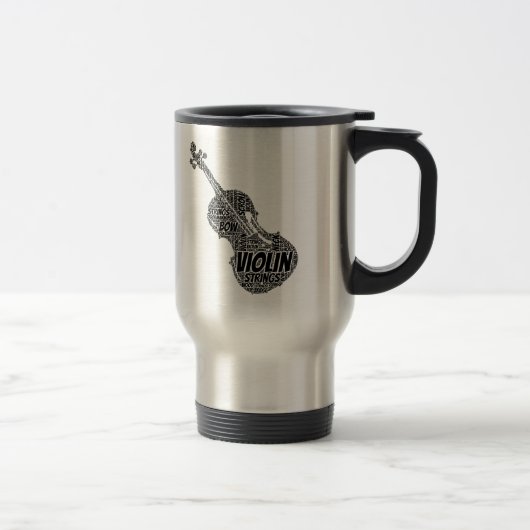 Mug De Voyage Texte noir en forme de violon (Droit)