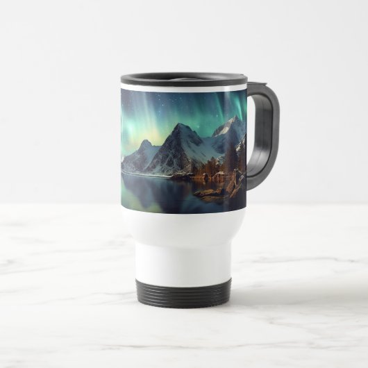Mug De Voyage Texte personnalisé Aurora Borealis (Devant droit)