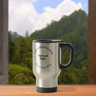 Mug De Voyage Textes turquoises verts d'affaires sur l'inoxydabl