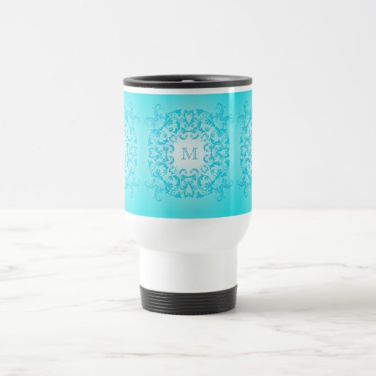 Mug De Voyage Texture baroque de gradient de turquoise de style (Centre)
