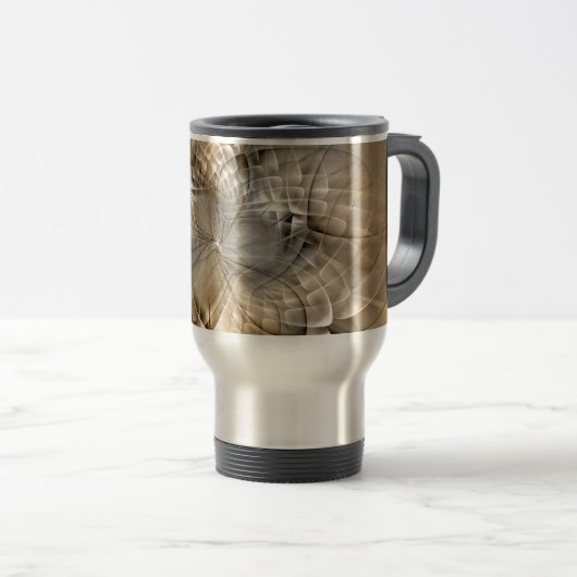 Mug De Voyage Textures d'art fractal moderne abstrait tons de te (Devant droit)