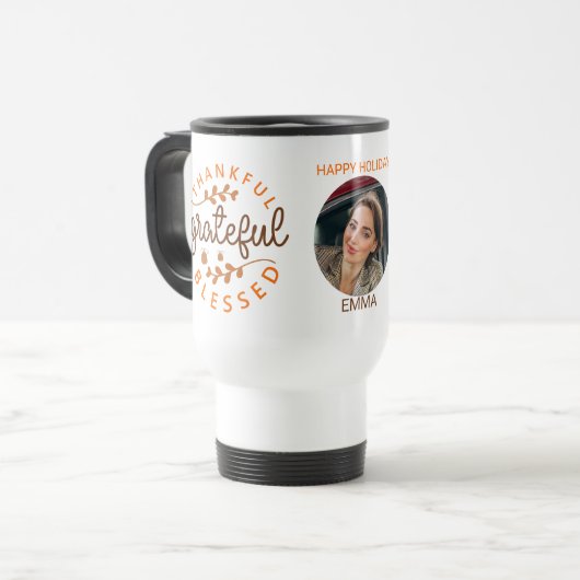 Mug De Voyage Thankful Grateful Blessed Thanksgiving Photo (Devant gauche)