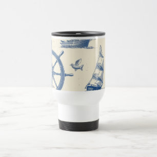 Mug De Voyage Thermos en acier inoxydable à thème nautique avec