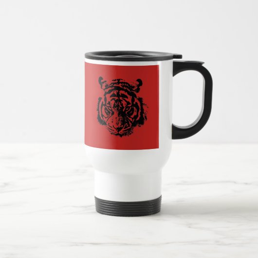Mug De Voyage Tiger Pop Art Rouge Noir (Droite)