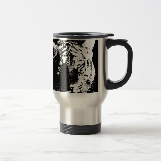 Mug De Voyage Tigre noir et blanc Pop Art (Droit)