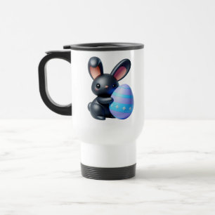 Mug De Voyage Titre : Oeuf décoré de lapin noir festif