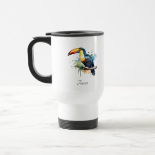 Mug De Voyage Toucan sur branche - Art à l'aquarelle, personnali