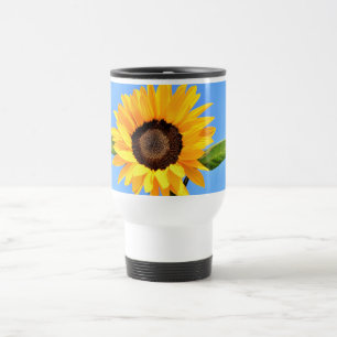 Mug De Voyage Tournesol jaune contre soleil sur ciel bleu - été