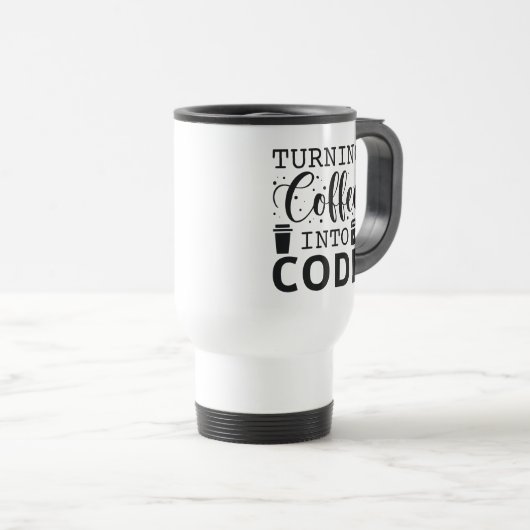 Mug De Voyage Transformer Le Café En Code (Devant droit)