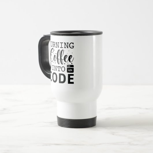 Mug De Voyage Transformer Le Café En Code (Devant gauche)