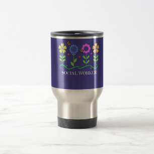 Mug De Voyage "Travailleur Social", Fleurs Graphiques De Printem