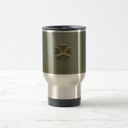 Mug De Voyage Trèfle élégant Saint-Patrick,Cuir Vert (Centre)