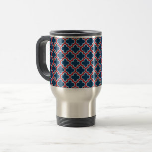 Mug De Voyage Trellis marocain bleu et rouge, treillis, Quatrefo