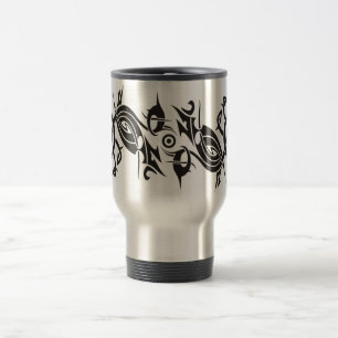Mug De Voyage Tribal de tatouage noir 2