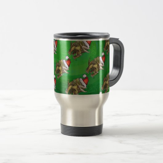 Mug De Voyage Tricératops vert Noël (Devant droit)