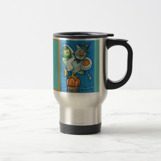 MUG DE VOYAGE TRICK OU TRAITER, SENTIR MES PIEDS HALLOWEEN OWL,  (Droit)