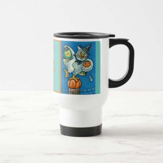 MUG DE VOYAGE TRICK OU TRAITER, SENTIR MES PIEDS HALLOWEEN OWL, (Droite)