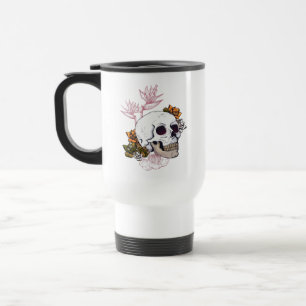 Mug De Voyage Triste crâne et fleurs florissantes