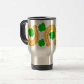 Mug De Voyage Trois fers à cheval d'or sept shamrocks chanceux (Devant gauche)