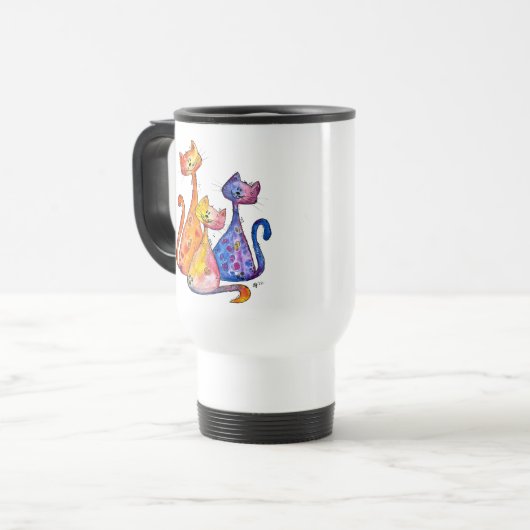 Mug De Voyage Trois mignons chats Whimsical (Devant gauche)