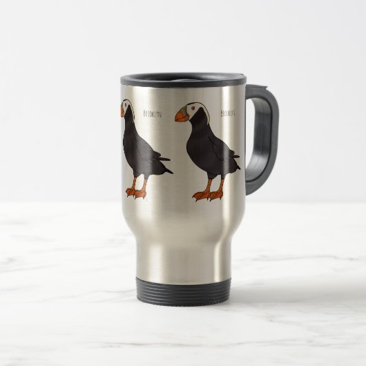 Mug De Voyage Tufted puffin bird cartoon illustration (Devant droit)