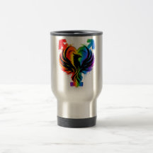 Tumbler de voyage Cœur de Phénix Arc-en-ciel
