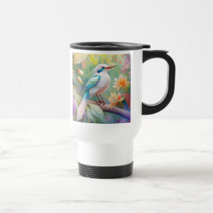 Mug De Voyage Turquoise aile crête blanche Imaginaire Oiseau