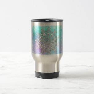 Mug De Voyage Turquoise de *~* et aquarelle blanche de mandala