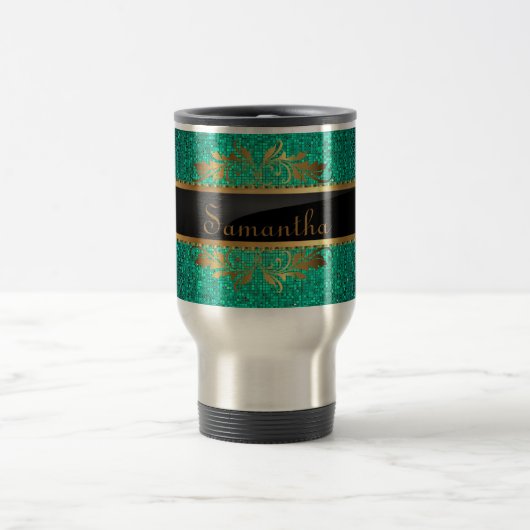 Mug De Voyage Turquoise Glitz 15 oz. Coupe de Musique de Voyage  (Centre)