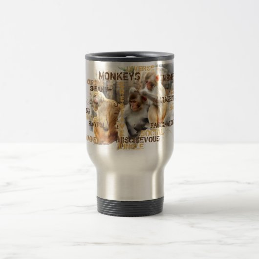 Mug De Voyage Typographie des singes mignons (Centre)