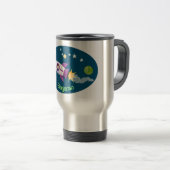 Mug De Voyage Un adorable vaisseau-fusée dans l'espace dessin an (Devant droit)