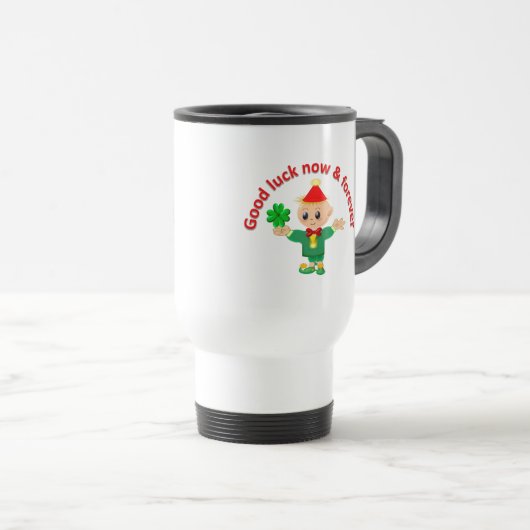 Mug De Voyage Un joli elfe vert tenant un shamrock (Devant droit)