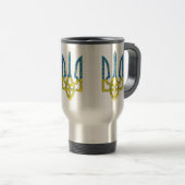 Mug De Voyage Un trident ukrainien texturé drapeau d'Ukraine cou (Devant droit)