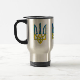 Mug De Voyage Un trident ukrainien texturé drapeau d'Ukraine cou