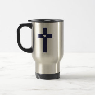Mug De Voyage Une croix avec un cœur d'amour sacré
