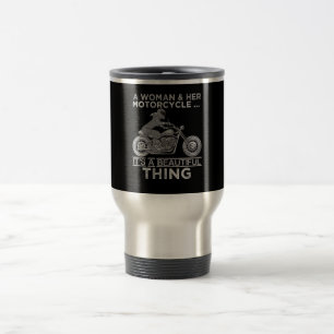 Mug De Voyage Une Femme Et Son Cadeau D'Art À Moto Pour Les Vélo