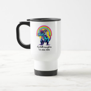 Mug De Voyage Unicorn équitation Dinosaur Rainbow Name school