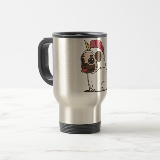 Mug De Voyage Unicorn Pug (Devant gauche)