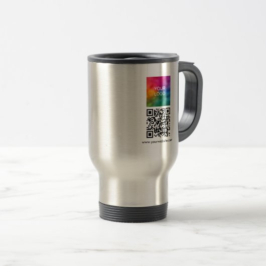Mug De Voyage Upload Logo Here Custom QR Code Modern Elegant (Devant droit)