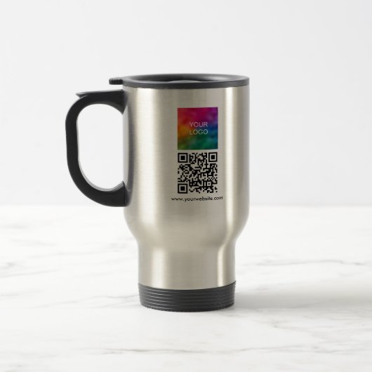 Mug De Voyage Upload Logo Here Custom QR Code Modern Elegant (Gauche)