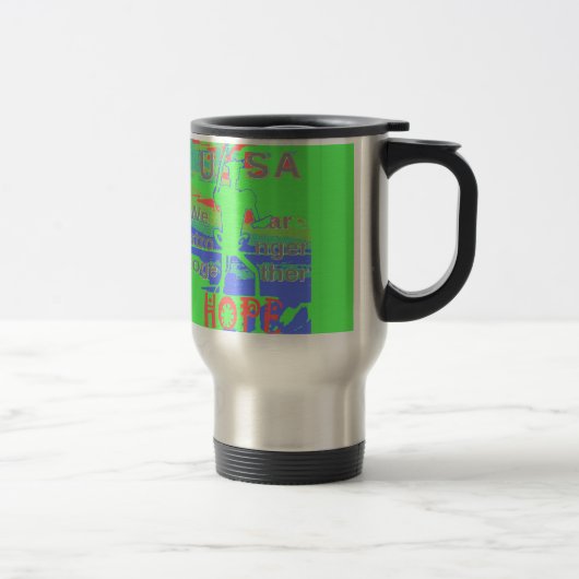 Mug De Voyage USA Hope : Neon Lemon & Orange Art (Droit)