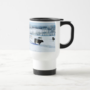 Mug De Voyage Vache blanche à ceinture neigeuse en aquarelle de 