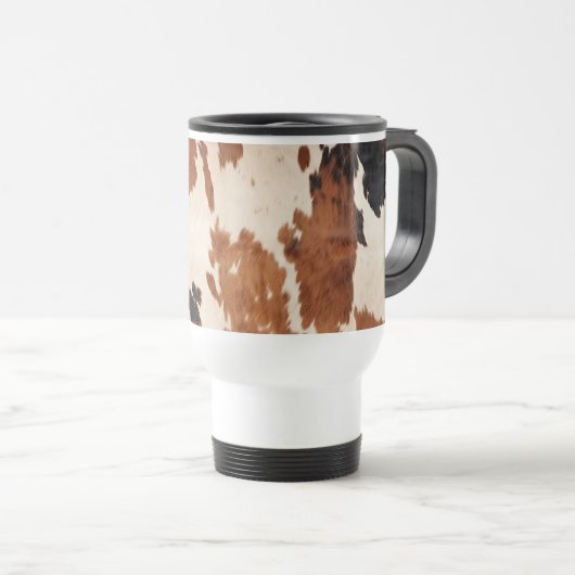 Mug De Voyage Vache blanche noire Brown occidentale (Devant droit)