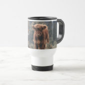 Mug De Voyage Vache de Highland calvaire herbe d'automne monogra (Devant droit)