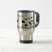 Mug De Voyage Vache mignonne en vert dessin animé sur le terrain (Devant droit)