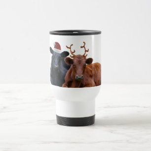 Mug De Voyage Vaches à vacances de Noël dans le casquette et d