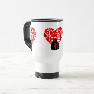 Mug De Voyage Valentine Red Hearts