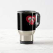 Mug De Voyage Valentines Jour Drôle Skeleton Coeur main (Devant droit)