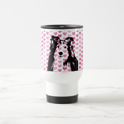 Mug De Voyage Valentines - silhouette de Sheltie (Centre)