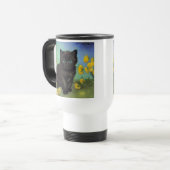 Mug De Voyage Van Gogh Chat noir Fleurs jaunes (Devant gauche)